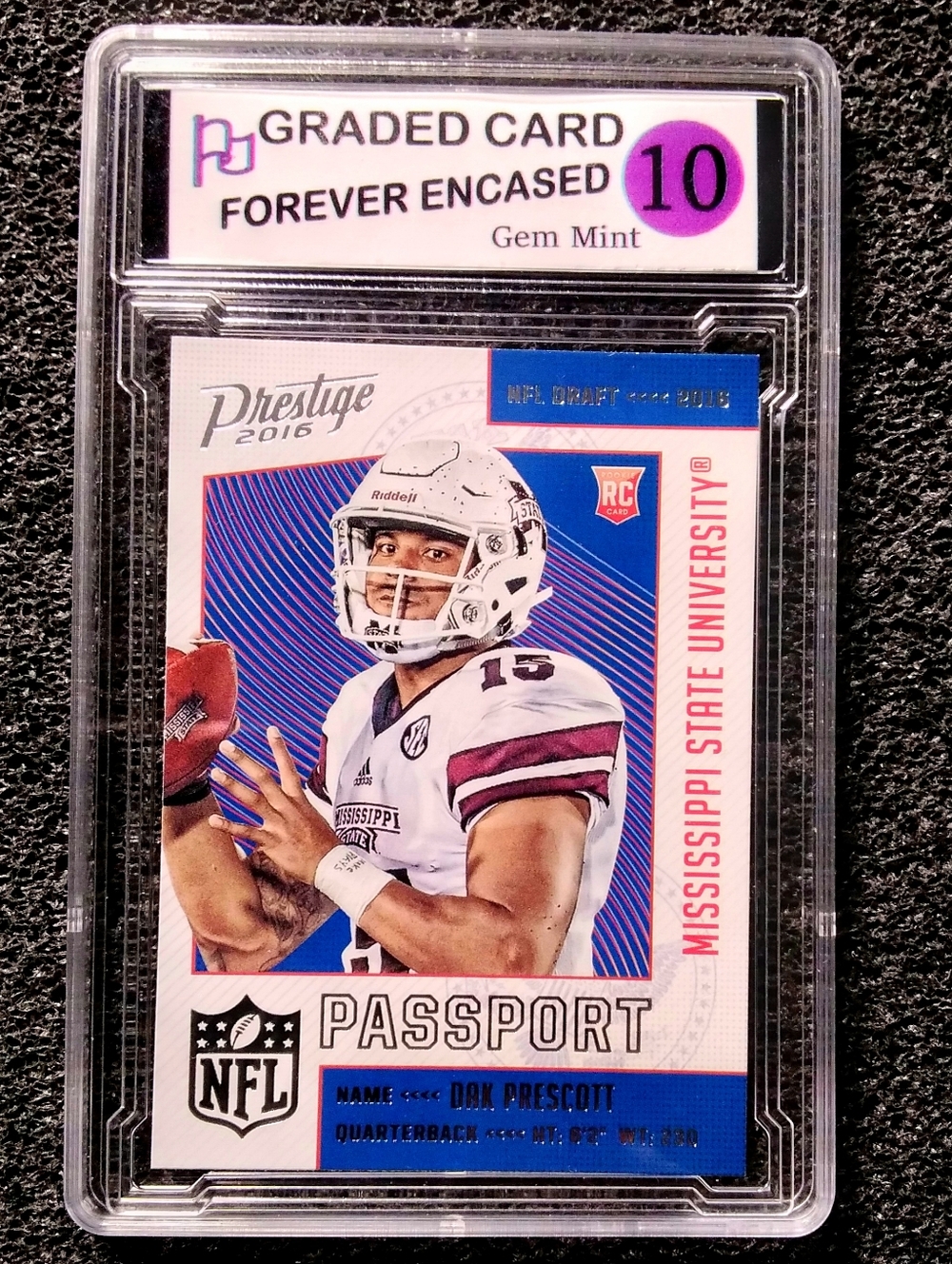 Dak Prescott Dallas Cowboys Football Rookie Card. Graded 10 Gem Mint